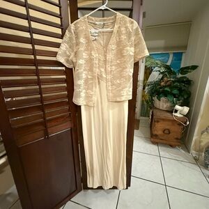 Elegant Cream Dress with Lace Jacket